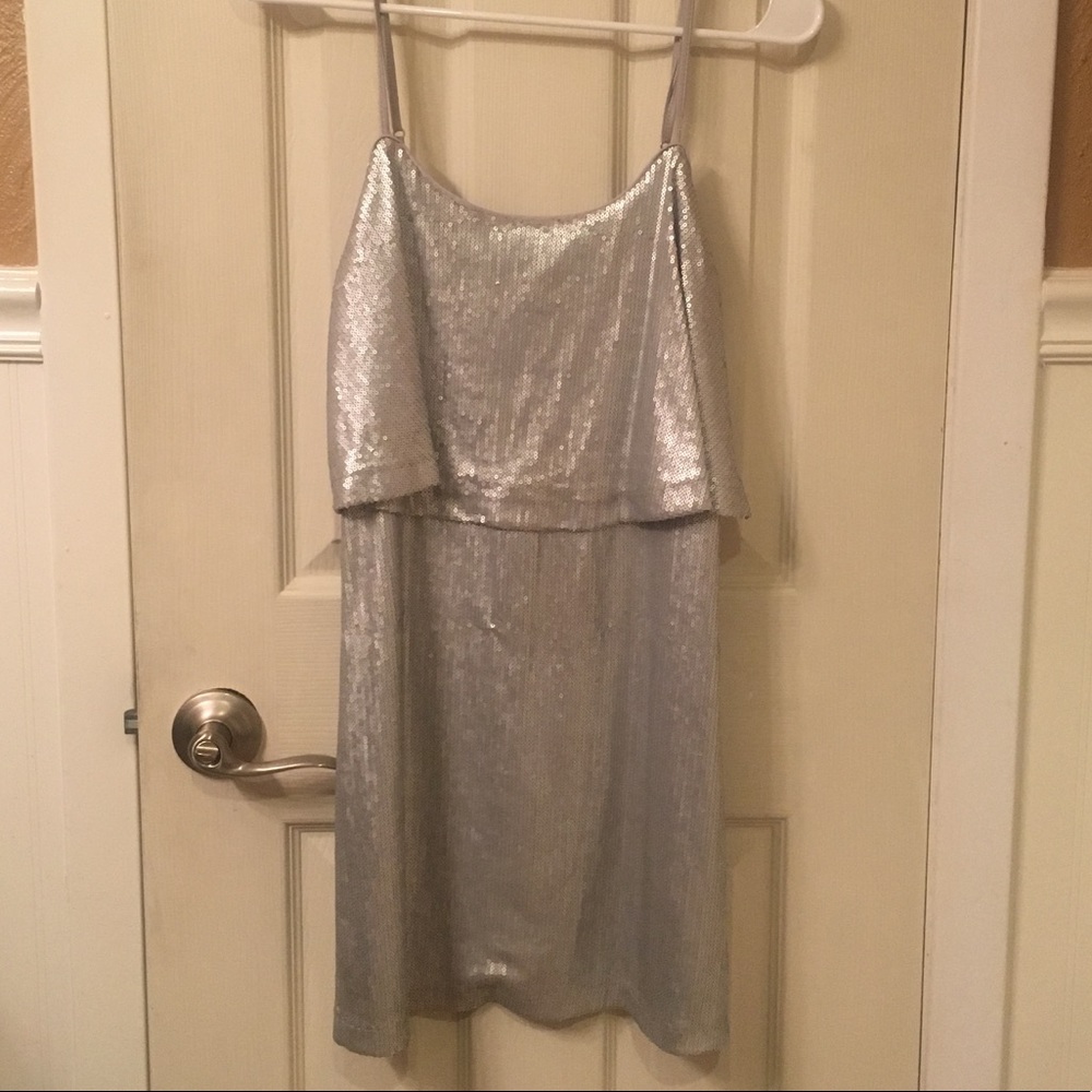 Silver sequin mini dress